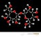 Illustration of Lactose Molecule isolated black background