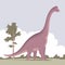 Illustration of a large brachiosaurus with a long neck