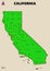 Illustration a large detailed administrative Map of the US American State California