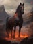 Illustration lava magma horse on ash by beeple and by magic the gathering, AI Generative