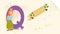 Illustration layout banner of the English alphabet for learning the alphabet letter Q Queen on a sheet of paper with colored