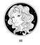 Illustration of Leo astrological sign as a beautiful girl. Zodiac vector drawing isolated in black and white. Future telling,