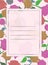 Illustration of letter, diary, weekly, notes paper design. fuzzy wuzzy, super pink, camel, roman silver color rose on background.