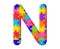 Illustration of the letter N of colorful puzzles on an isolated background