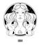 Illustration of Libra astrological sign as a beautiful girl. Zodiac vector drawing isolated in black and white. Future telling,