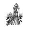 Illustration lighthouse hand drawn vector
