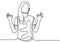 Illustration line drawings a beautiful woman showing ok sign. Young girl showing ok. Woman agree expression. Smiling cheerful girl