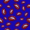 Illustration with lips and braces. Seamless pattern on a blue ba