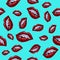 Illustration with lips and braces. Seamless pattern on a sea background.