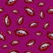 Illustration with lips and braces. Seamless pattern on a vinous