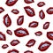 Illustration with lips and braces. Seamless pattern on white background.