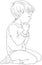 Illustration of a Little Boy Kneeling Down in Prayer with her Hands Folded Coloring Page