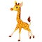 Illustration of little giraffe calf running