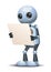 Illustration of a little robot businessman checking report