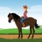 Illustration of little woman on horseback