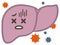 Illustration of the liver damaged by viruses and toxins