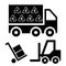 Illustration of logistic delivery and transportation with truck and cargo platforms