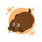 Illustration of Lonely Brown Dog Cartoon, Cute Funny Character, Flat Design