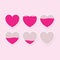 Illustration of love meter. Abstract design pink background. Different heart rating level illustration. Rate of love. Graphic from