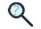 Illustration of a magnifying glass and a question mark with pixel theme