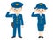 Illustration of a male and female police officer salute