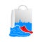 Illustration of male shoes with vector design shopping bags
