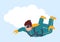 Illustration of a man sky diving