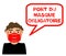 Illustration of man wearing a red coronavirus Mask saying: Wearing a mask required in french language