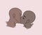 illustration. a man and a woman of African American appearance are kissing on a pink background. tender kiss of African American