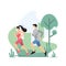 Illustration of a man and woman exercising running using masks