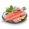 Illustration material of assorted sashimi on a plate on white background