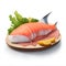 Illustration material of assorted sashimi on a plate on white background