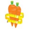 Illustration of measuring tape around fresh orange carrot. Diet concept. Vector illustration