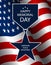 Illustration for Memorial Day. Silhouette vector star medal with ribbon.
