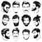 Illustration of men hairstyle silhouettes