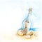 Illustration of message in a bottle