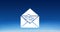 Illustration of message icons over open envelope against blue background, copy space