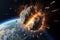Illustration meteor comet planet astronomy impact danger meteorite space collision earth asteroid apocalypse