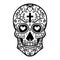 Illustration of mexican sugar skull. Day of the dead. Dia de los muertos. Design element for logo, label, emblem, sign, poster, t