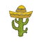 Illustration of Mexico. Cactus in sombrero. I love Mexican.