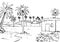 Illustration of Middle east rural view. Ink drawn sketch Vector
