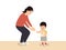 Illustration of Milestone Moments - Mother Helping Baby Learn to Walk