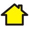 Illustration minimalis black house logo with yellow background