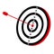 Illustration of a missile on the bullseye of a dartboard isolated on a white background