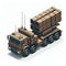 illustration of a missile launcher MLRS truck in the form of an isometric object, isolated on a white background 27