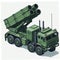 illustration of a missile launcher MLRS truck in the form of an isometric object, isolated on a white background 33