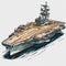 Illustration of a modern aircraft carrier.