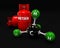 Illustration molecule of Gas Methane on a black background