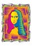 Illustration of the Mona Lisa. Icon of Gioconda, the artist Leonardo Davinci. Logo of a famous work