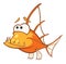 Illustration of a Monk fish. Deep-water fish. Cartoon Character